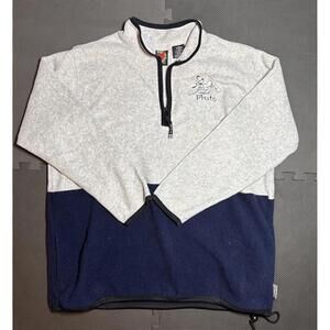 Vintage Disney Unlimited Pluto 1/4 Zip XL Pullover Sweatshirt Mickey Blue Grey